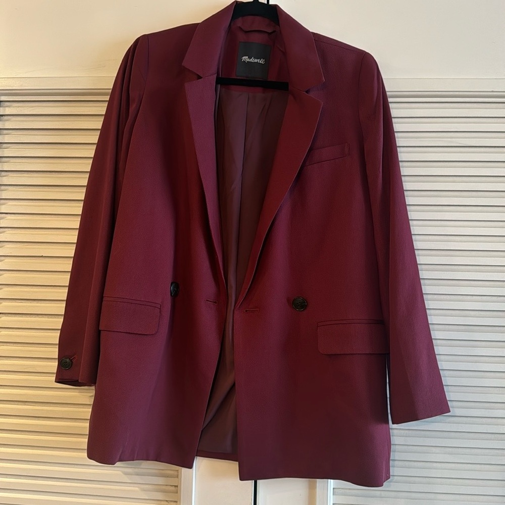 Madewell Drapweave Caldwell double-breasted blazer - color: cabaret